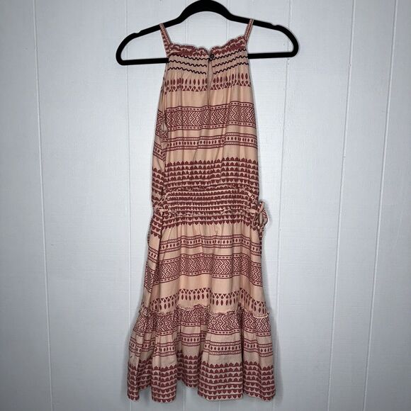 Kopal India Women’s Bira Dress Hand Block Printed Peach Pink Size XS - Picture 2 of 6
